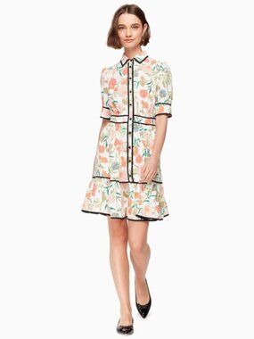 Kate Spade Picnic Perfect Blossom Bloom Fluid Shirtdress size 14